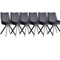 Set of 6 Lusso Dark Grey Dining Chair Set of 6 Lusso Dark Grey Dining Chair