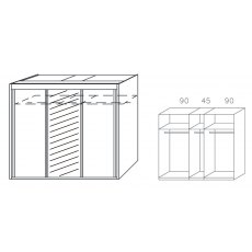 Allegro 225cm Sliding 3 Door Centre Mirrored Wardrobe Sonoma Oak