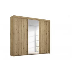 Allegro 225cm Sliding 3 Door Wardrobe Centre Mirror Artisan Oak