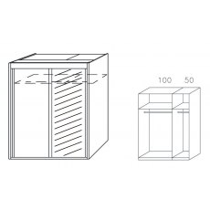 Allegro 151 cm Sliding 2 Door Wardrobe Wood Effect & Mirrored Door Silk Grey