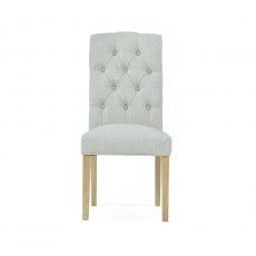 Tenby Oak Button Back Chair - Beige - OAK LEG