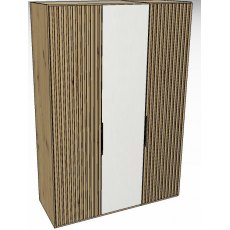 Linear Hinged Collection 3 Door Robe / Decking in carcase colour centred doors in white -216cm H