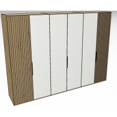 Linear Hinged Collection 6 Door Robe / Decking in carcase colourcentred doors in white -216cm H