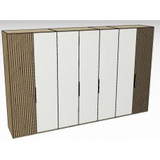 Linear Hinged Collection 7 Door Robe / Decking in carcase colour centred doors in white -216cm H