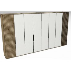 Linear Hinged Collection 8 Door Robe / Decking in carcase colour centred doors in white -216cm H