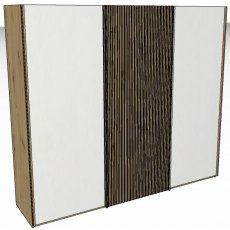 Linear Sliding 250cm 3 Door Robe -1 Decking door in centre / Front White Decking in carcase