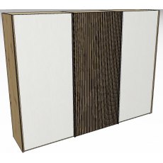 Linear Sliding 280cm 3 Door Robe -1 Decking door in centre / Front White Decking in carcase
