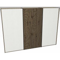 Linear Sliding 300cm 3 Door Robe -1 Decking door in centre / Front White Decking in carcase
