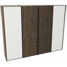 Linear Sliding 300cm 4 Door Robe -2 Decking door in centre / Front White Decking in carcase