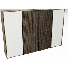 Linear Sliding 330cm 4 Door Robe -2 Decking door in centre / Front White Decking in carcase