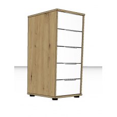 Linear Chest of drawers 5 drawers - Front in white - 40cm Wide x 86cm High