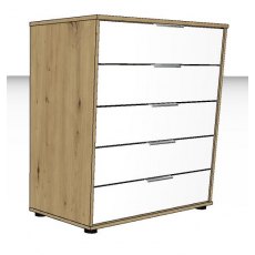 Linear Chest of drawers 5 drawers - Front in white - 80cm Wide x 86cm High