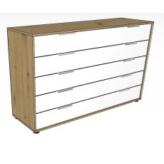 Linear Chest  of drawers 5 drawers - Front in white - 141cm Wide x 86cm High