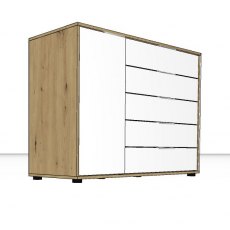 Linear Chest Combi dresser 5 drawers - Front in white - 120cm Wide x 86cm High