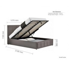 Cube Small Double Ottoman Bedstead - Grey