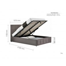 Cube Kingsize Ottoman Bedstead - Grey