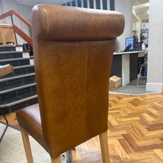 Pair of Country Leather Roll Back Chairs