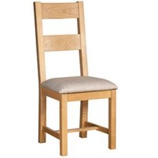 Thetford Oak Ladder Back Chair Beige Fabric Pad OAK