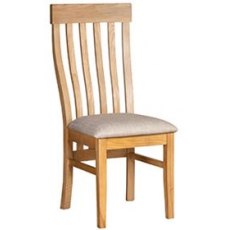 Thetford Dining Oak Slatted Back Chair Beige Fabric Pad OAK