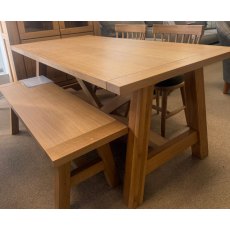 Deepdale 180cm Dining Table 2 x Extension 4 x Wooden Chairs 4 x Green Seat Pads 1 x 140cm Bench