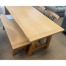 Deepdale 180cm Dining Table 2 x Extension 4 x Wooden Chairs 4 x Green Seat Pads 1 x 140cm Bench