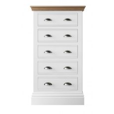 Burford Bedroom Oak Top 2025 5 Drawer Wellington Chest W 53cm x D 47.8cm x H 113.3cm