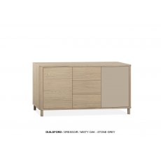 Strasbourg Small Sideboard 2 Doors - 3 drawers -150cm / Lamulux Misty Oak & 2 Doors Stonegrey