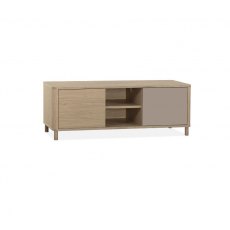Strasbourg TV Cabinet small 2 doors - 2 open -150cm / Lamulux Misty Oak & 1 Door Stonegrey