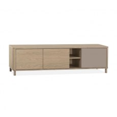 Strasbourg TV Cabinet big 3 doors - 2 open - 200cm / Lamulux Misty Oak & 1 Door Stonegrey