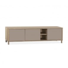 Strasbourg TV Cabinet big 3 doors - 2 open - 200cm / Lamulux Misty Oak & 3 Doors Stonegrey