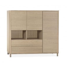 Strasbourg Wall Cabinet 3 Doors -2 Drawers -2 Open / Lamulux Misty Oak Strasbourg Wall Cabinet 3 Doors -2 Drawers -2 Open / Lamulux Misty Oak