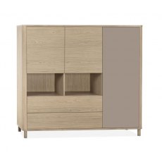 Strasbourg Wall Cabinet 3 Doors -2 Drawers -2 Open / Lamulux Misty Oak & 1 Long Door Stonegrey Strasbourg Wall Cabinet 3 Doors -2 Drawers -2 Open / Lamulux Misty Oak & 1 Long Door Stonegrey