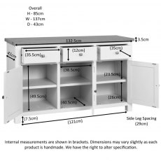 Thetford Dining Collection 3 Door Sideboard  / Moon Grey