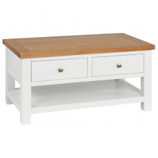 Thetford Dining Collection Coffee Table With 2 Drawers  / White