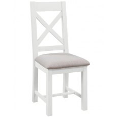 Thetford Dining Collection Cross Back Chair With Fabric Seat  / White