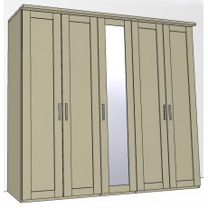 Airedale Collection 5 Doors Wardrobe - 1 Mirrored Door