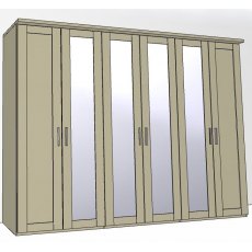 Airedale Colection 6 Doors Wardrobe - 4 Mirrored Doors