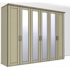Airedale Oak Top 6 Doors Wardrobe - 4 Mirrored Doors