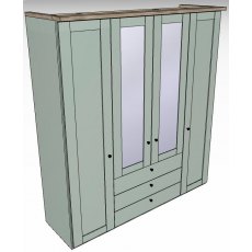 Ardley Bedroom Collection 4 Door 100cm 3 Drawers In Middle  2 Centre Mirrored Doors