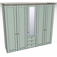 Ardley Bedroom Collection 5 Door 50cm 3 Drawer in Middle 1 Centre Mirrored Door