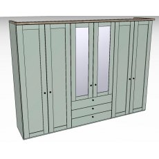 Ardley Bedroom Collection 6 Door 100cm 3 Drawers in Middle  2 Centre Mirrored Doors
