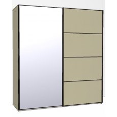 Callisto Plus 200cm Wide 2 doors 1 mirrored door left 4 Panel Front Wooden and Mirrored Doors