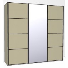 Callisto Plus 225cm Wide 3 doors 1 centred mirrored door 4 Panel Front Wooden and Mirrored Doors