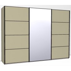 Callisto Plus 300cm Wide 3 doors 1 centred mirrored door 4 Panel Front Wooden and Mirrored Doors