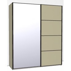 Callisto Plus180cm Wide 2 doors 1 mirrored door left 4 Panel Front Wooden and Mirrored Doors