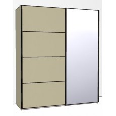 Callisto Plus180cm Wide 2 doors 1 mirrored door right 4 Panel Front Wooden and Mirrored Doors