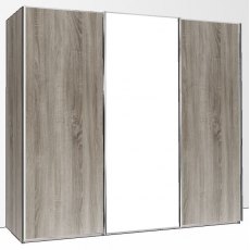 Durban Sliding Wardrobe 250cm Wide 3 Doors Handles in Silver 1 Centre Mirror Door Durban Sliding Wardrobe 250cm Wide 3 Doors Handles in Silver 1 Centre Mirror Door