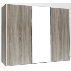 Durban Sliding Wardrobe 280cm Wide 3 Doors Handles in Silver 1 Centre Mirror Door Durban Sliding Wardrobe 280cm Wide 3 Doors Handles in Silver 1 Centre Mirror Door