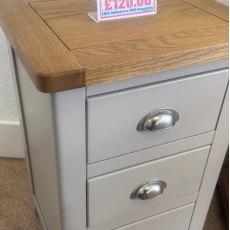 Tiverton 3 Drawer Bedside In Stone & Oak