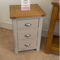Tiverton 3 Drawer Bedside In Stone & Oak